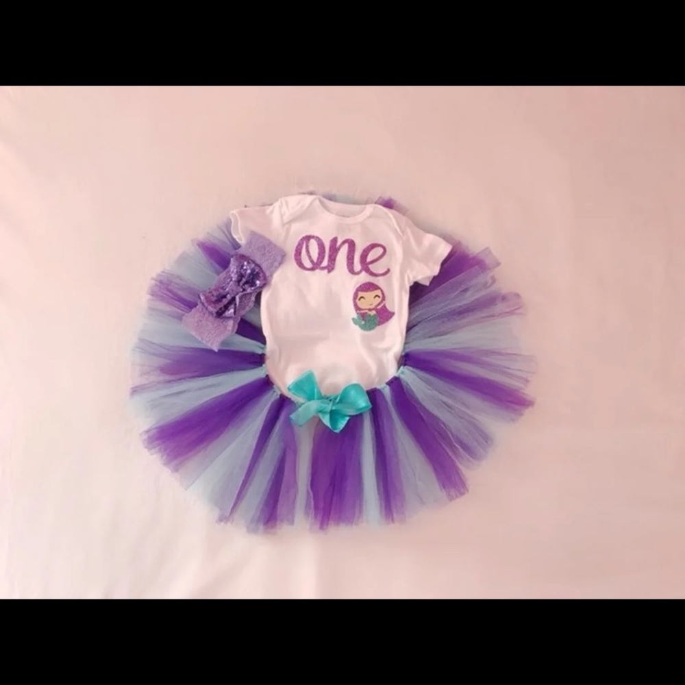 Baby Girl First Birthday Mermaid Outfit (Bundle)